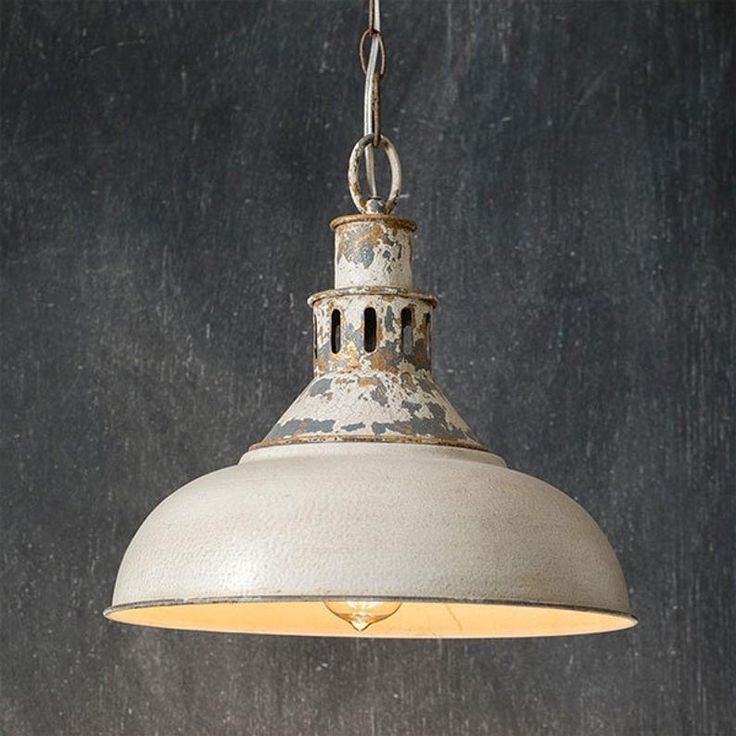 Distressed White Barn Pendant Light 14 Inch Diameter For Weathered Oak Kitchen Island Light Chandeliers (View 13 of 15)