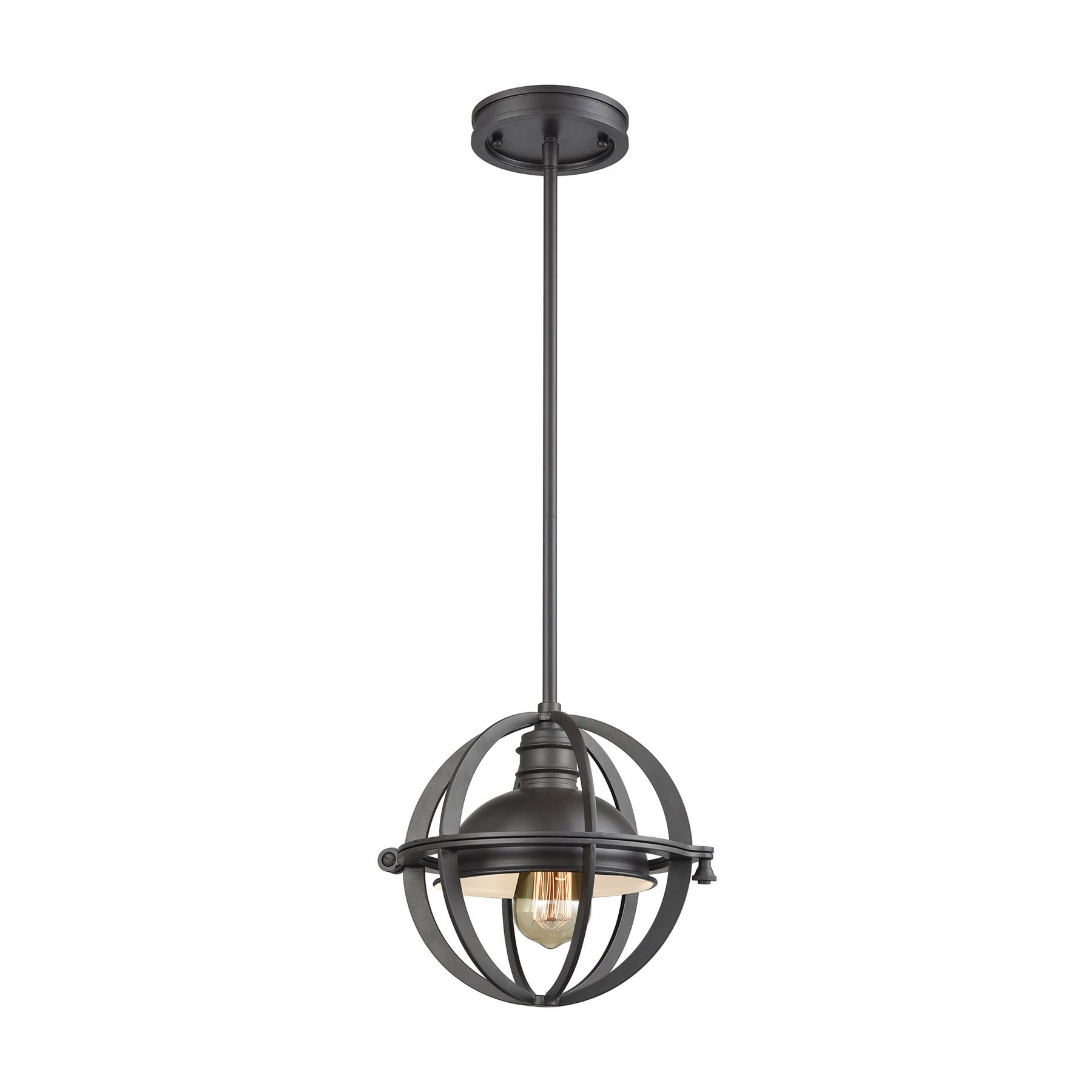 Elk Lighting 16162/1 1 Light Mini Pendant In Oil Rubbed With Regard To Textured Glass And Oil Rubbed Bronze Metal Pendant Lights (Photo 2 of 15)