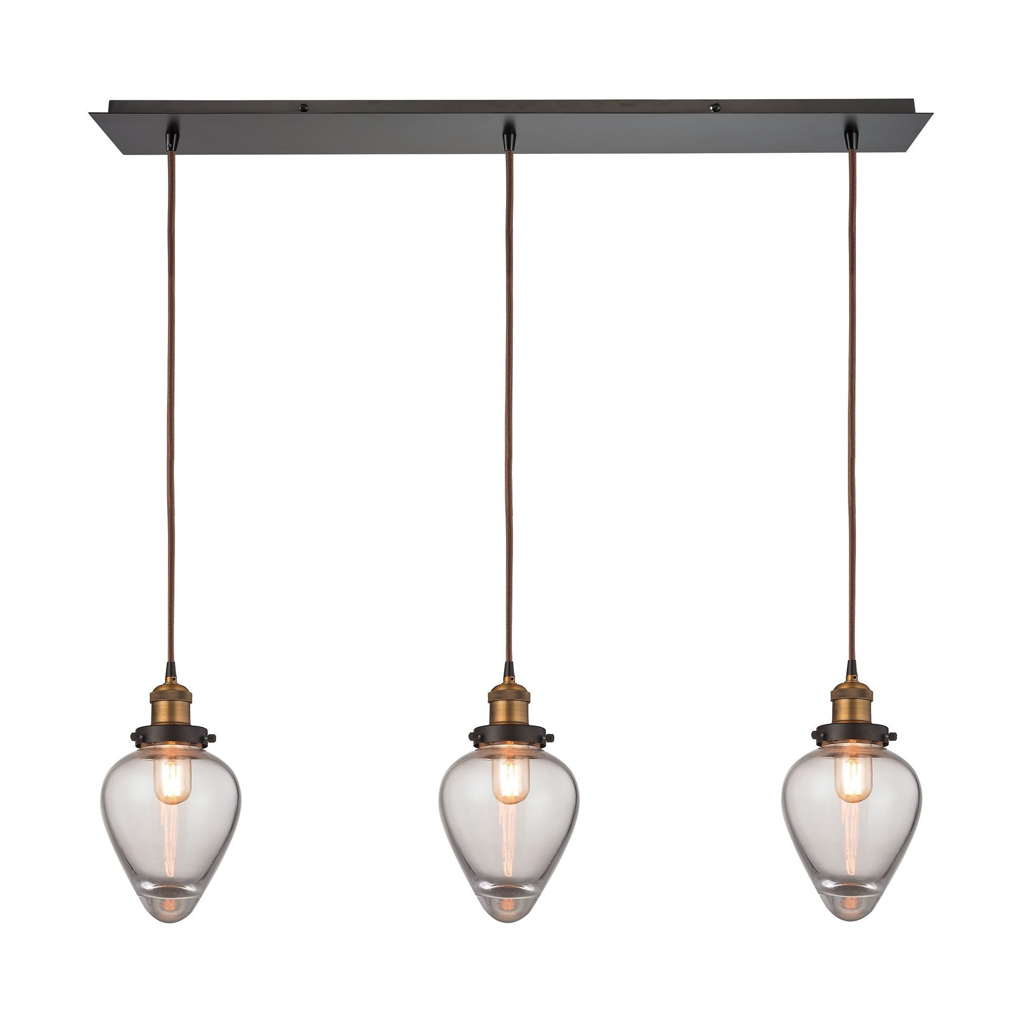 Elk Lighting 16325 3lp Bartram 3 Light Ceiling Pendant Throughout Textured Glass And Oil Rubbed Bronze Metal Pendant Lights (Photo 12 of 15)