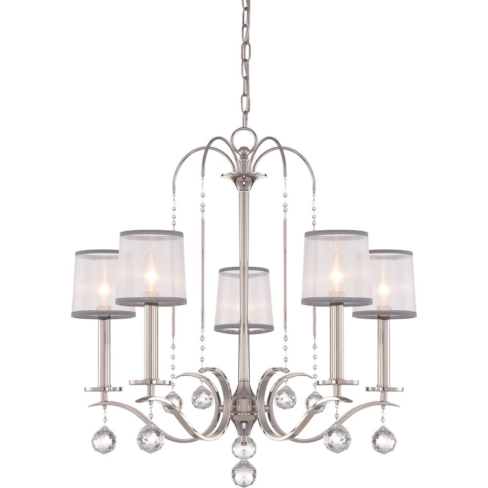 Elstead Lighting Whitney 5 Light Multi Arm Ceiling Within Organza Silver Pendant Lights (View 7 of 15)