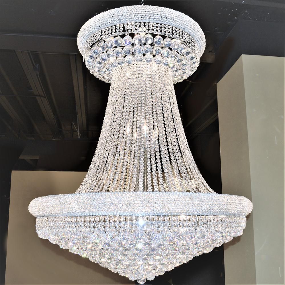 Empire 32 Light Chrome Finish And Clear Crystal Chandelier Inside Soft Silver Crystal Chandeliers (Photo 9 of 15)