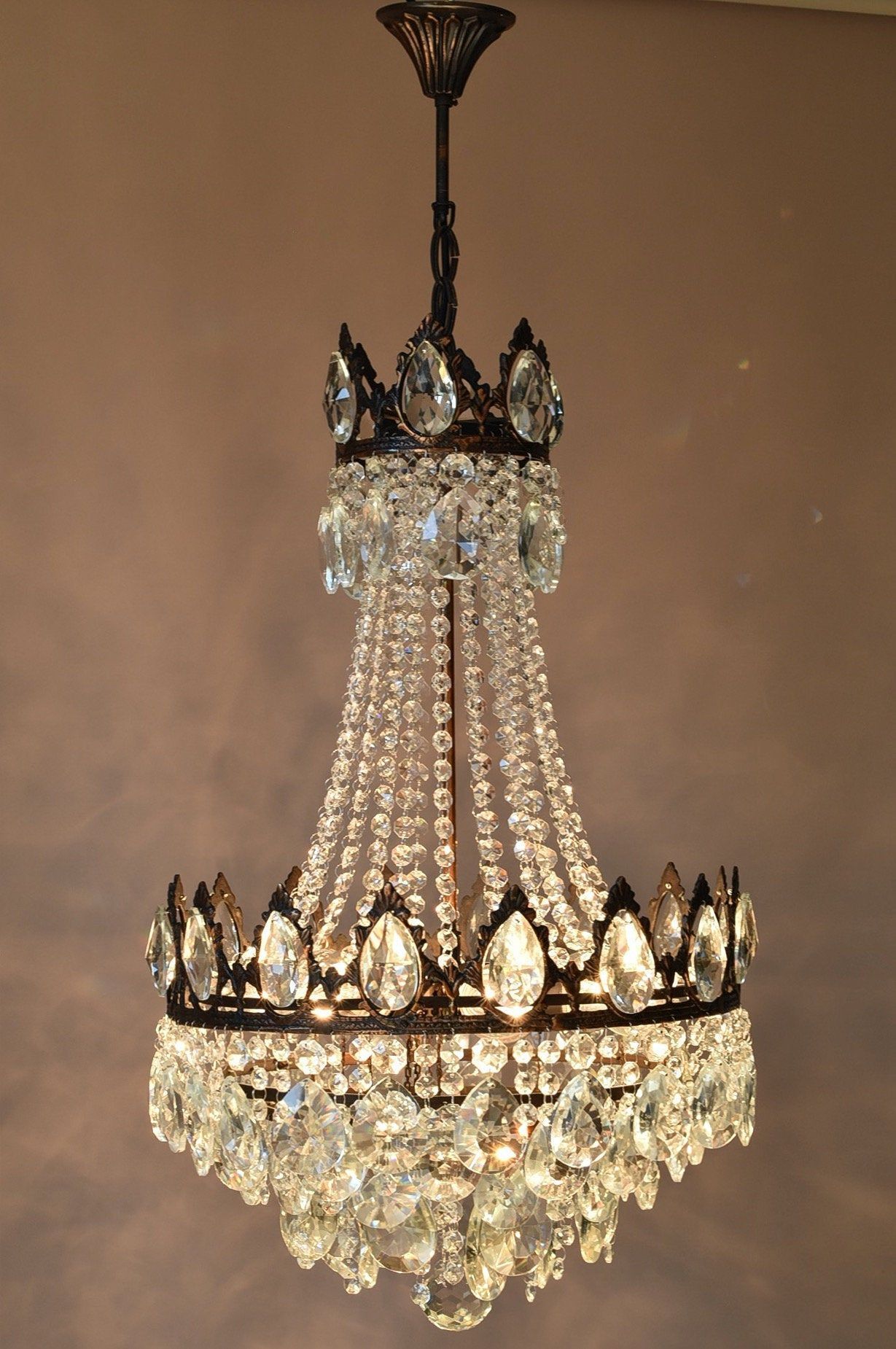 Empire Vintage Crystal Chandeliers Bronze Lighting Antique With Regard To Bronze And Scavo Glass Chandeliers (Photo 9 of 15)