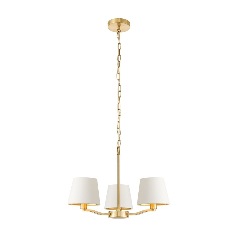 Endon Collection Harvey 3 Light Ceiling Chandelier In With Gold Finish Double Shade Chandeliers (View 4 of 15)