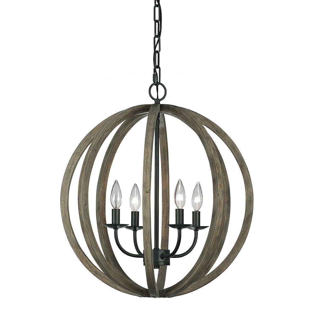 F2935/4wow/af,4 – Light Pendant Fixture,weathered Oak Wood For Weathered Oak Wood Chandeliers (View 3 of 15)