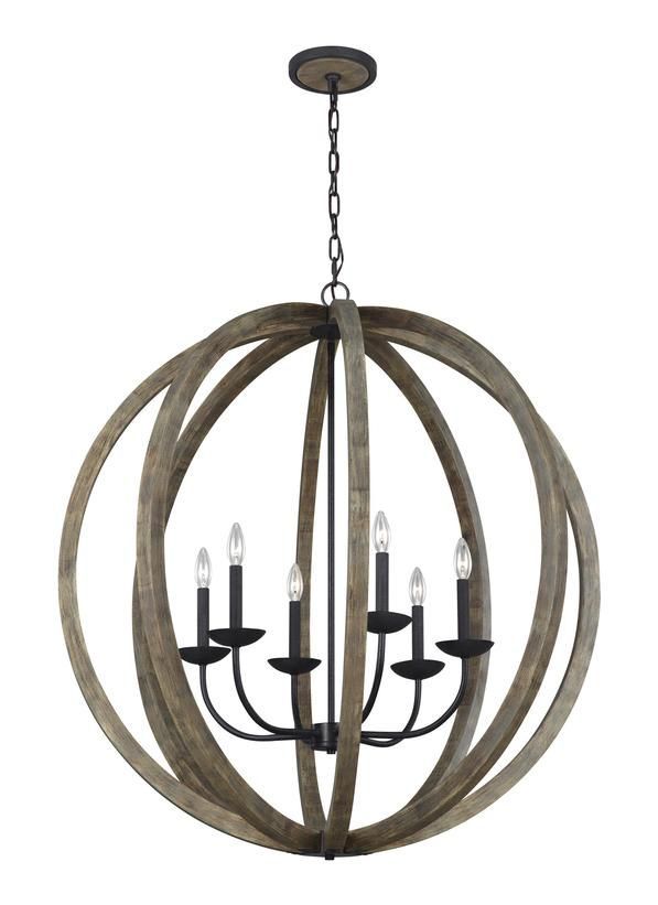 F3186/6wow/af,6 – Light Pendant Chandelier,weathered Oak With Regard To Weathered Oak Wood Chandeliers (View 2 of 15)