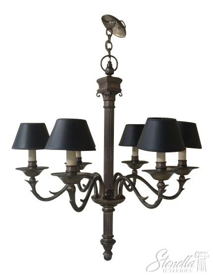 F43798ce: Chapman Brass 6 Arm Traditional Chandelier W Pertaining To Black Shade Chandeliers (View 12 of 15)