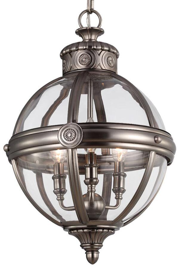 Feiss Adams Pendant Chandelier 3 Light Globe Lantern Within 3 Light Pendant Chandeliers (View 8 of 15)