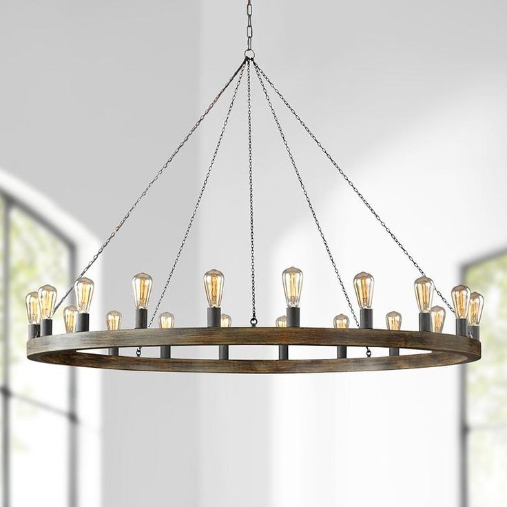 Feiss Avenir 60" Wide 20 Light Weathered Oak Wood Pertaining To Weathered Oak And Bronze Chandeliers (View 14 of 15)