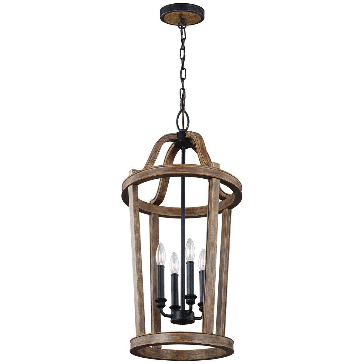 Feiss Lorenz 4 Lights Pendant | Ceiling Pendant Lights Within Weathered Oak And Bronze Chandeliers (View 3 of 15)