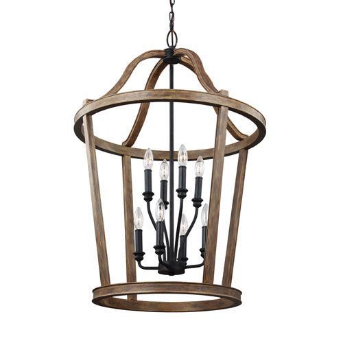 Feiss Lorenz Weathered Oak Wood Eight Light Pendant F3040 For Weathered Oak Wood Chandeliers (View 15 of 15)