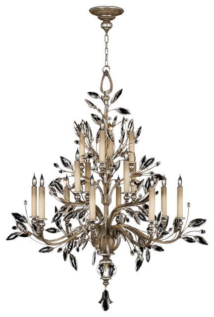 Fine Art Lamps 759440st Crystal Laurel Warm Silver Leaf Throughout Silver Leaf Chandeliers (View 12 of 15)