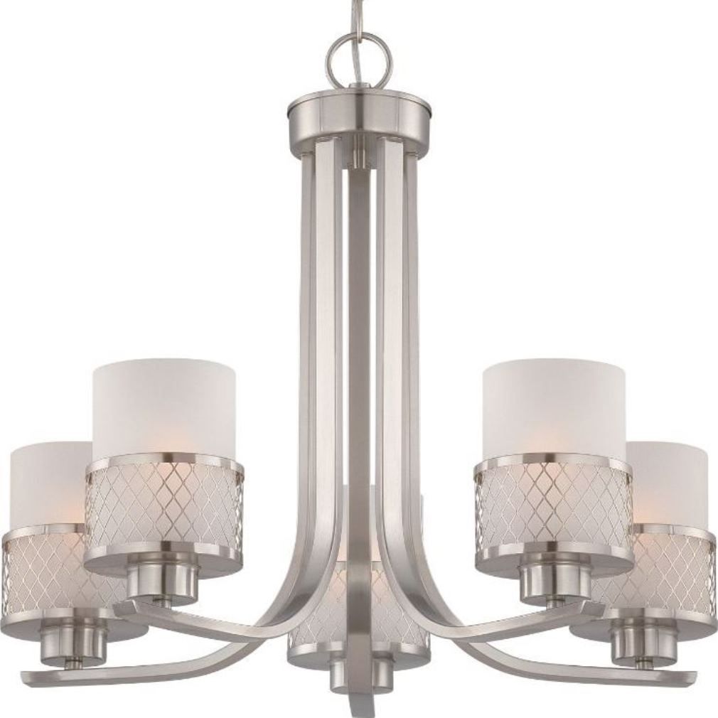 Fusion Brushed Nickel Drum Shade Chandelier 22"wx20"h With Regard To Brushed Nickel Metal And Wood Modern Chandeliers (View 6 of 15)