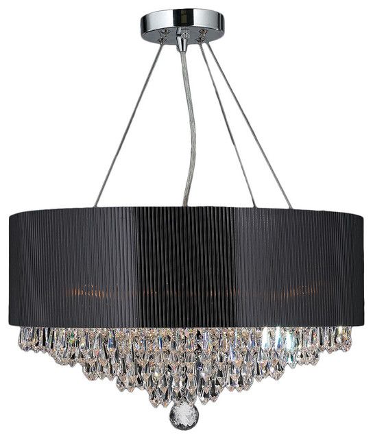 Gatsby 8 Light Chrome Finish And Crystal Chandelier 20 With Black Shade Chandeliers (View 11 of 15)