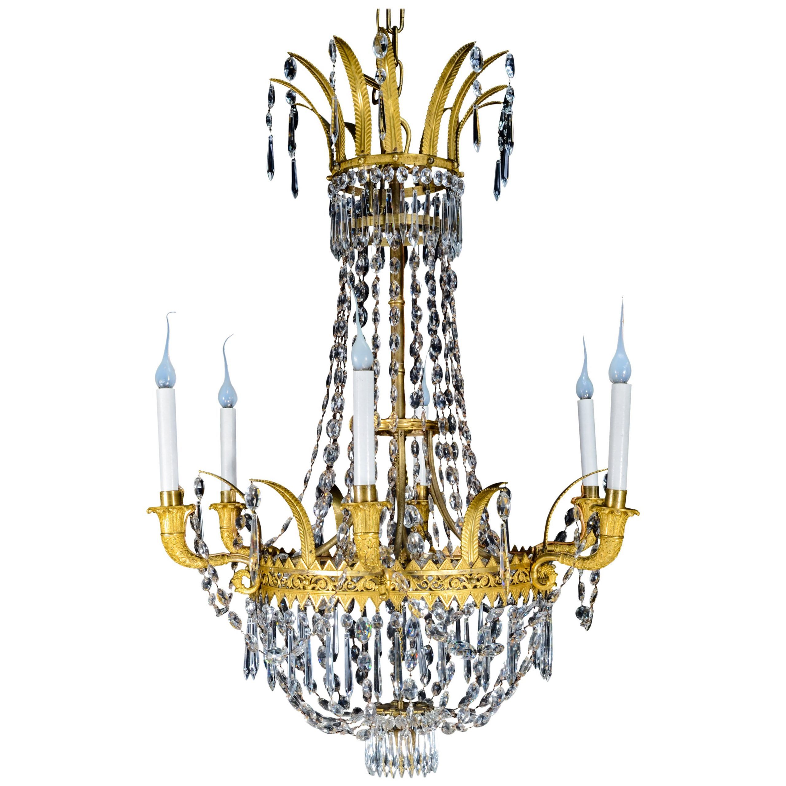 Gilt Bronze And Crystal Empire Style Chandelier For Sale For Roman Bronze And Crystal Chandeliers (View 12 of 15)