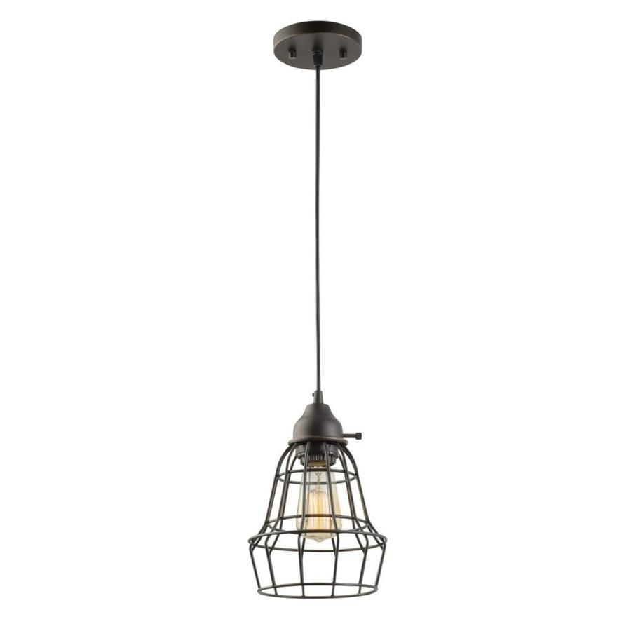 Globe Electric Elior Oil Rubbed Bronze Industrial Pendant Throughout Textured Glass And Oil Rubbed Bronze Metal Pendant Lights (View 6 of 15)