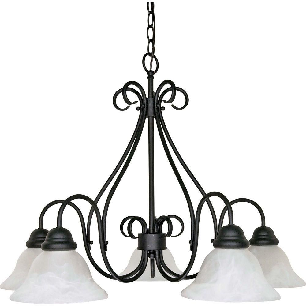 Glomar Adria 5 Light Textured Flat Black Chandelier With Intended For Matte Black Chandeliers (View 13 of 15)