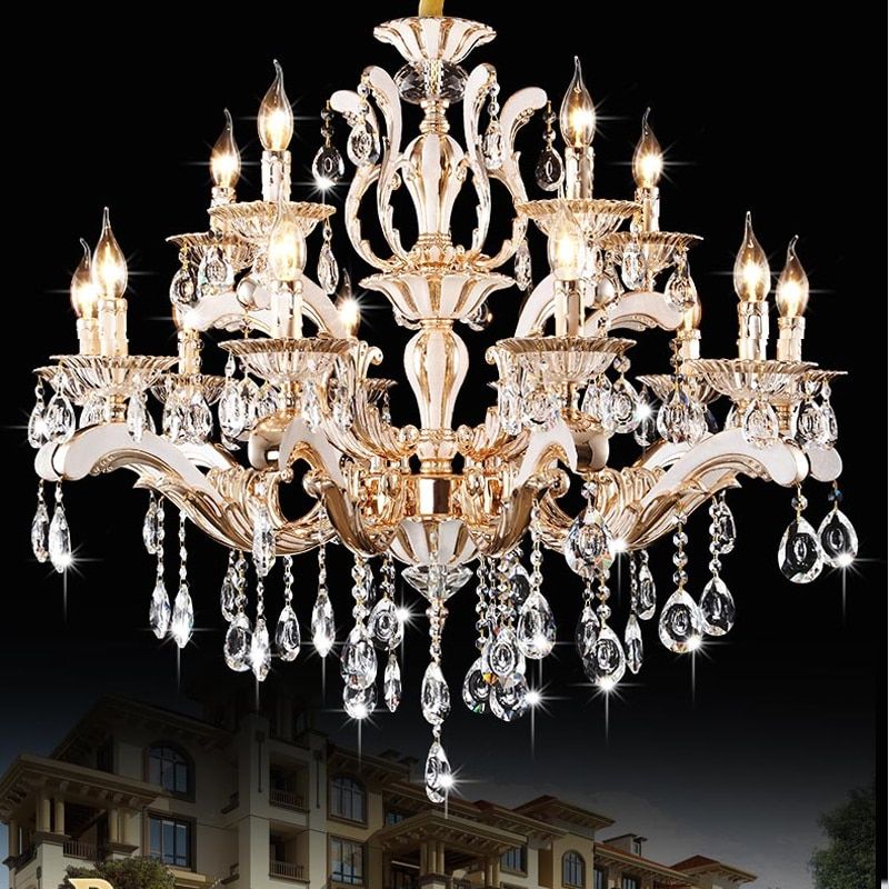 Gold Crystal Chandelier Living Room Dining Room Candle Pertaining To Soft Gold Crystal Chandeliers (Photo 8 of 15)