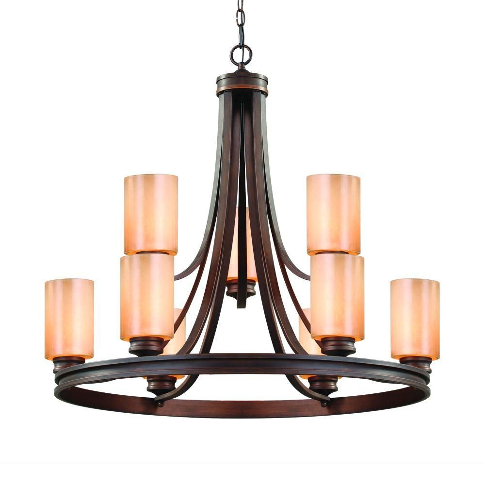 Holborn Collection 9 Light Sovereign Bronze 2 Tier With Regard To Bronze Round 2 Tier Chandeliers (View 11 of 15)