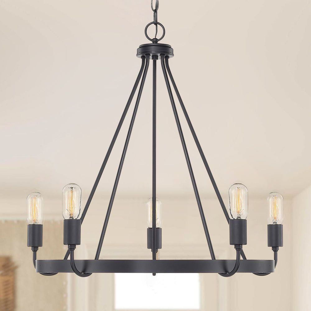 Homeplacecapital Lighting Tanner Matte Black For Matte Black Chandeliers (View 10 of 15)