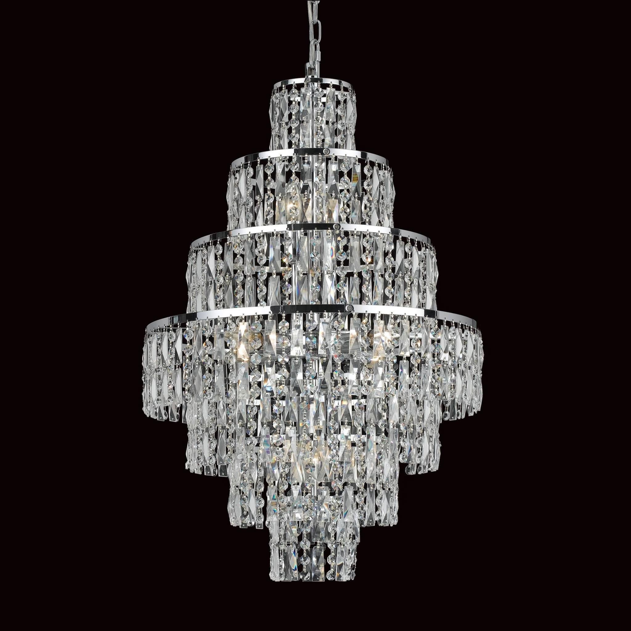 Impex Cf03220/08/ch New York 8 Light Cascade Chandelier Intended For Chrome And Crystal Led Chandeliers (View 1 of 15)