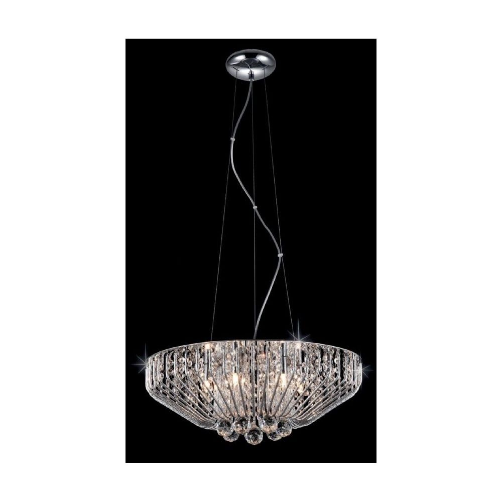 Impex Cfh508052/06/ch 6 Light Crystal Ceiling Pendant Inside Chrome And Crystal Pendant Lights (View 9 of 15)
