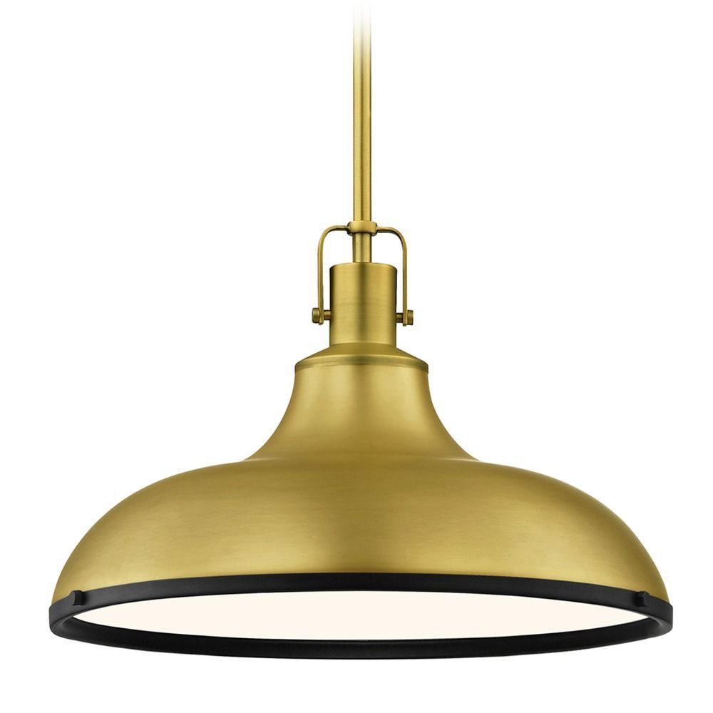 Industrial Style 16" Pendant Light In Brass With Black Intended For Brass And Black Led Island Pendant (View 3 of 15)