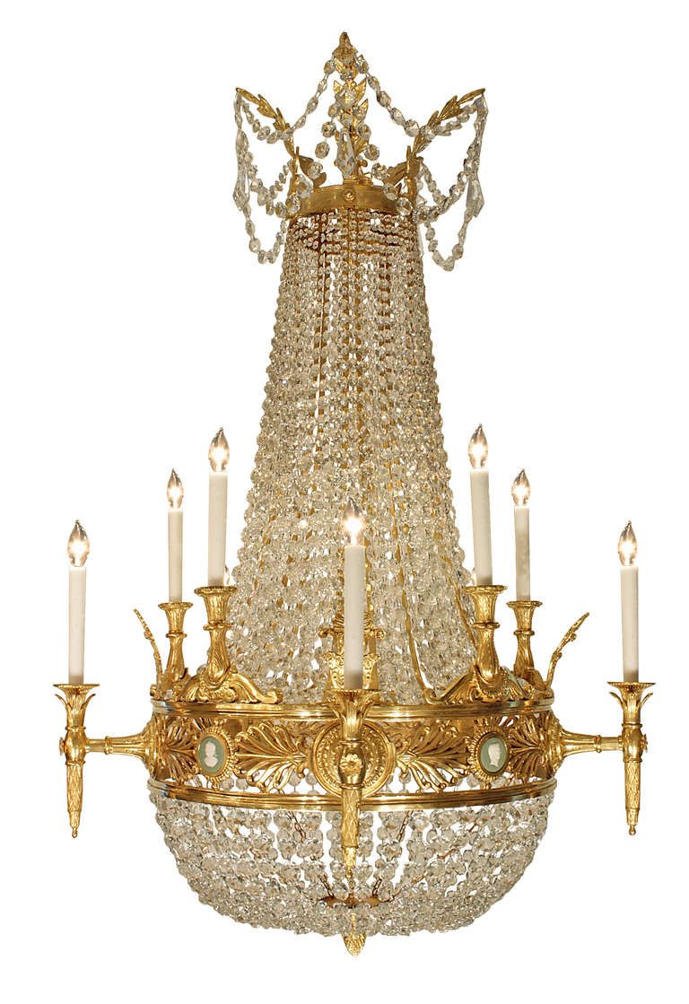 Italian 19th Century Neo Classical St. Crystal And Intended For Roman Bronze And Crystal Chandeliers (Photo 10 of 15)