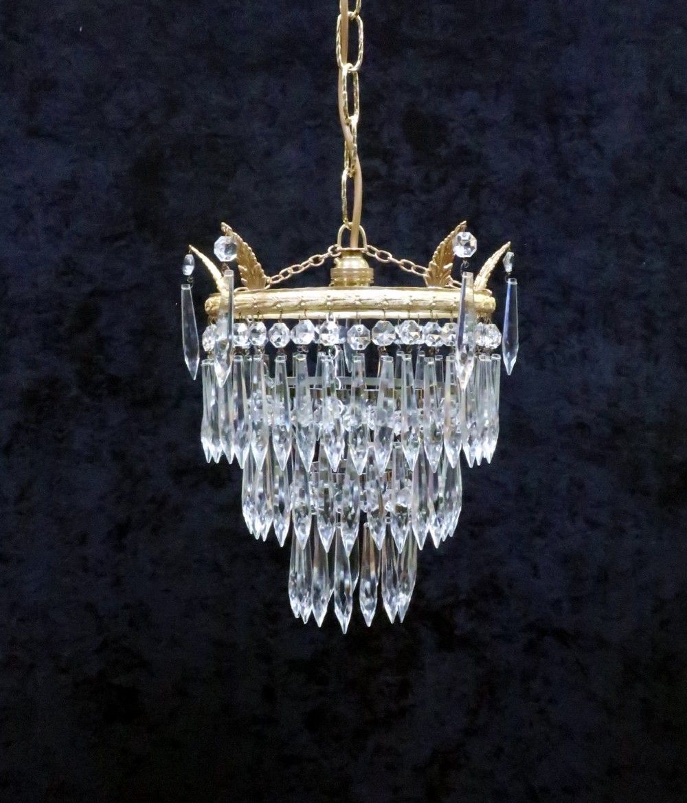 Italian Art Deco Three Tier Crystal Glass Chandelier In Art Glass Chandeliers (View 6 of 15)