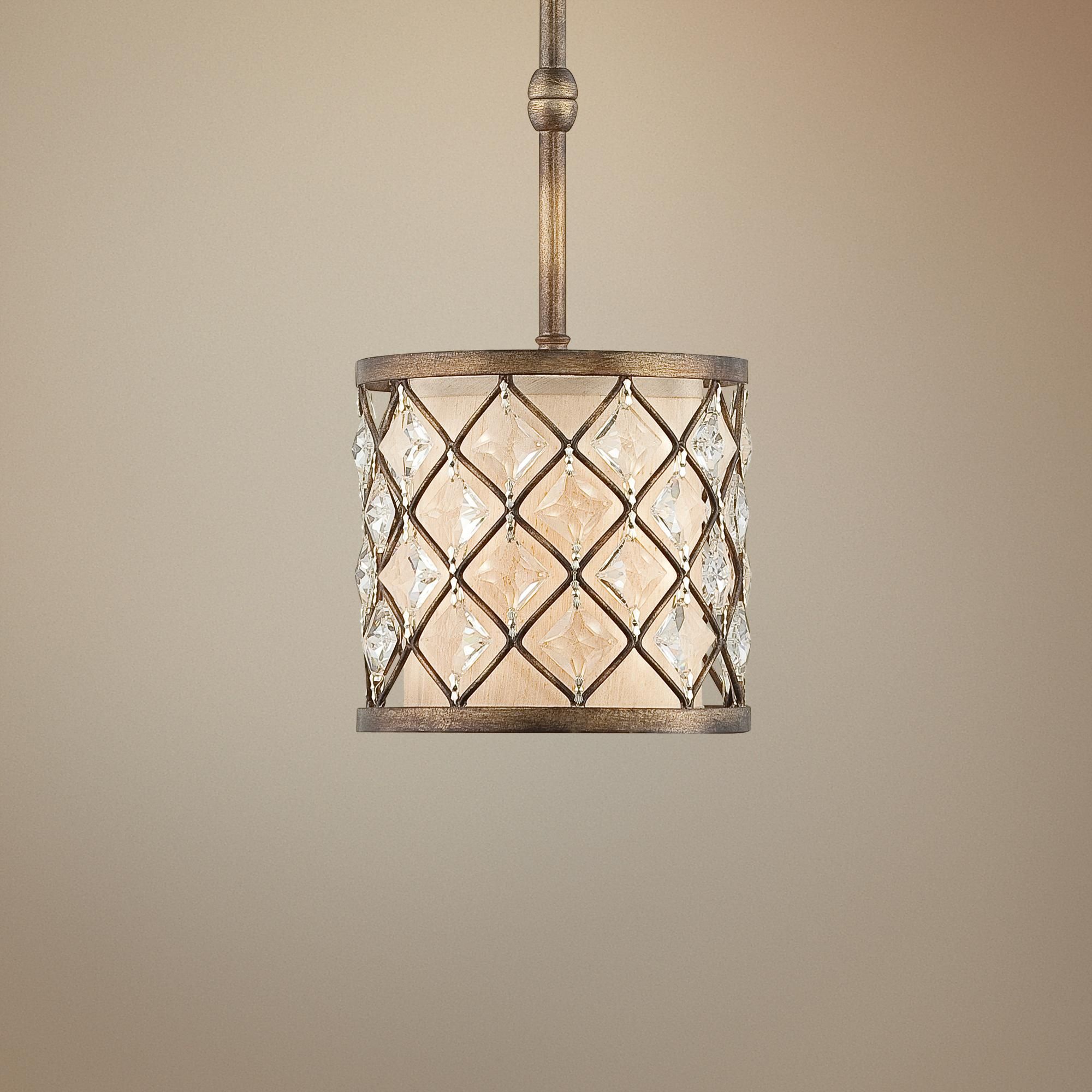 Jeweled Golden Bronze 9" Wide Mini Pendant Light – #p0363 Intended For Golden Bronze And Ice Glass Pendant Lights (View 12 of 15)