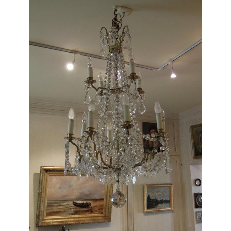 Large Crystal Chandelier, 12 Lights, 19th Century Inside Large Crystal Chandeliers (View 7 of 15)