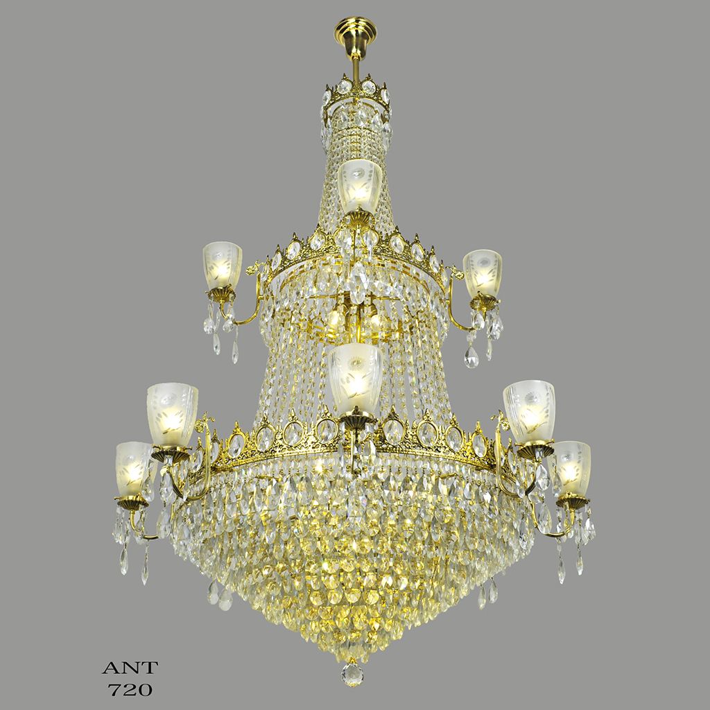 Large Crystal Chandelier Elegant Grand Ballroom Ceiling With Clear Crystal Chandeliers (Photo 11 of 15)