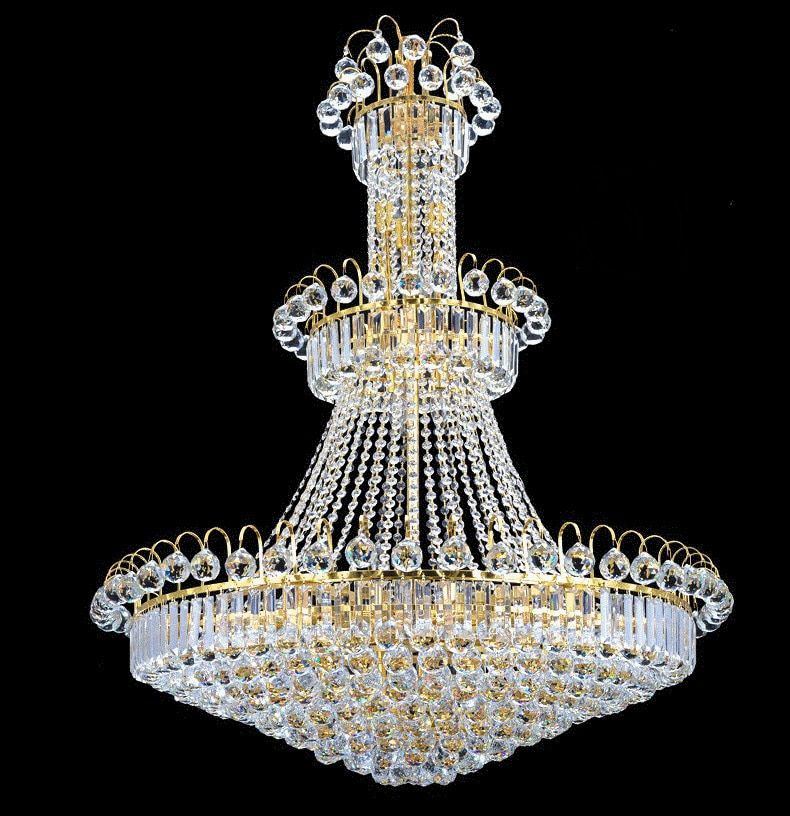 Large Hotel Silver Crystal Chandelier Light Fixture Gold Regarding Soft Silver Crystal Chandeliers (Photo 3 of 15)