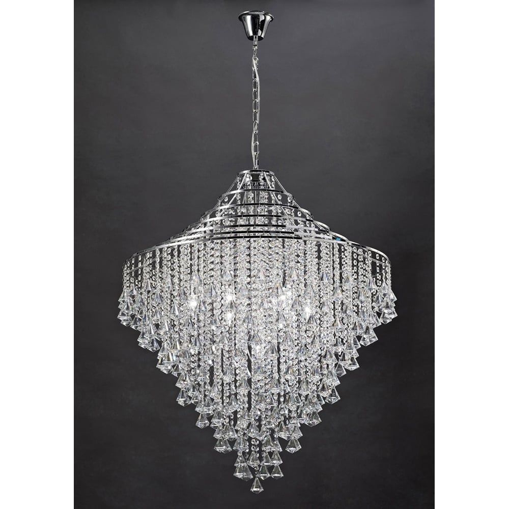 Large Modern Chandelier Crystal Polished Chrome | Lighting For Glass And Chrome Modern Chandeliers (View 12 of 15)