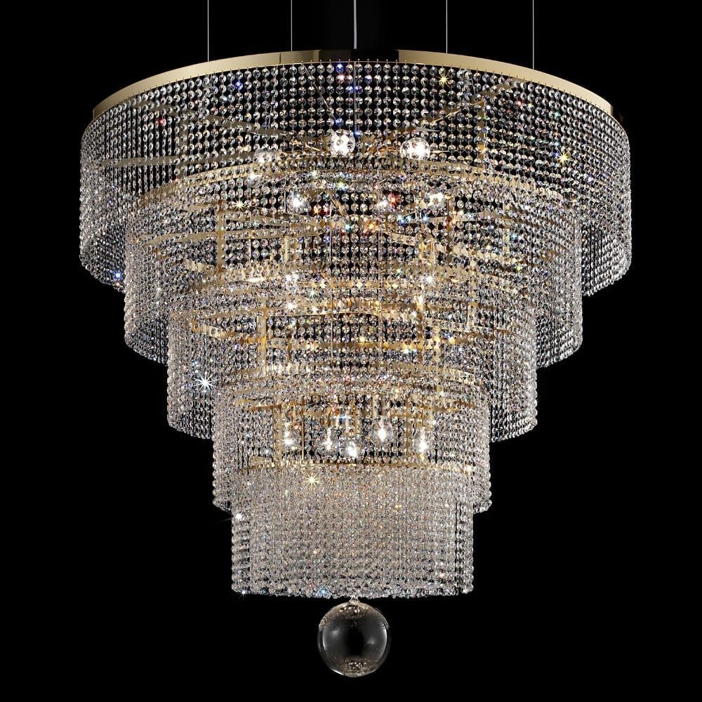 Large Tiered Swarovski Crystal Gold Chandelier – Juliettes In Large Crystal Chandeliers (View 11 of 15)