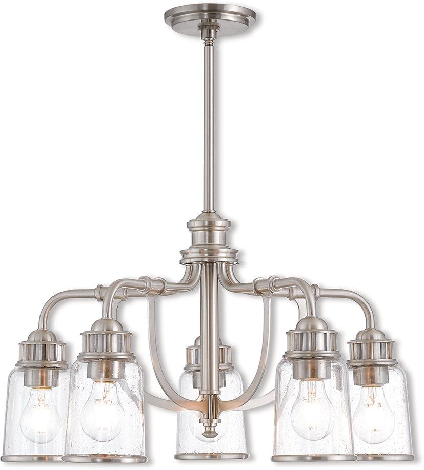 Livex 40025 91 Lawrenceville Modern Brushed Nickel Mini In Brushed Nickel Metal And Wood Modern Chandeliers (View 1 of 15)