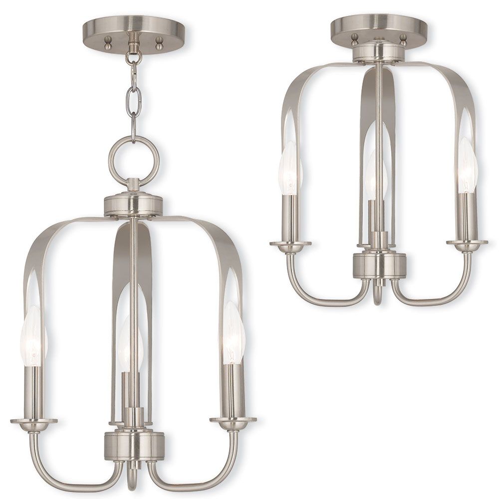 Livex 51933 91 Addison Modern Brushed Nickel Mini With Polished Nickel And Crystal Modern Pendant Lights (View 8 of 15)