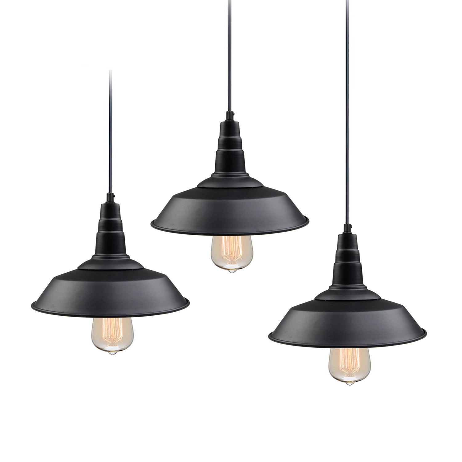 Lnc 3 Pack Black Indoor Industrial Ceiling Hanging Lamp Intended For Black And Gold Kitchen Island Light Pendant (View 9 of 15)