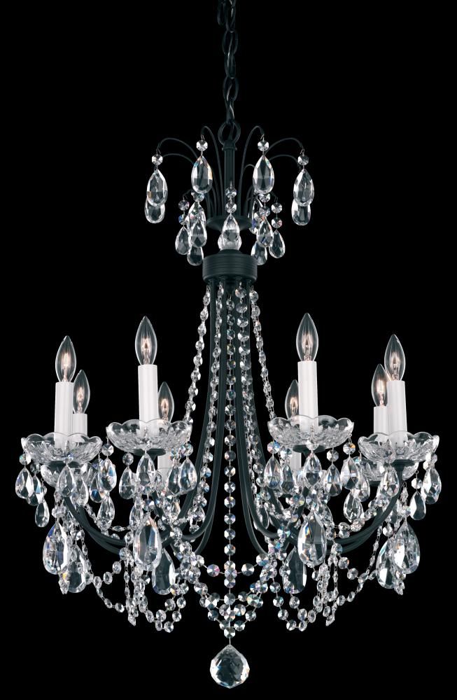 Lucia 8 Light 110v Chandelier In Ferro Black With Clear Regarding Heritage Crystal Chandeliers (View 10 of 15)