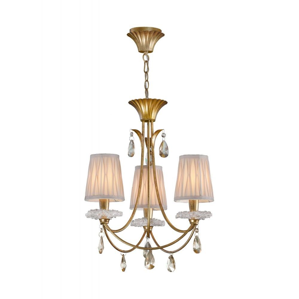 Mantra M6293 Sophie 3 Light Multi Arm Chandelier In Throughout Gold Finish Double Shade Chandeliers (Photo 12 of 15)