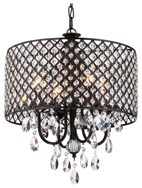 Margaret 4 Light Chandelier With Drum Shade, Antique Black In Black Shade Chandeliers (View 7 of 15)