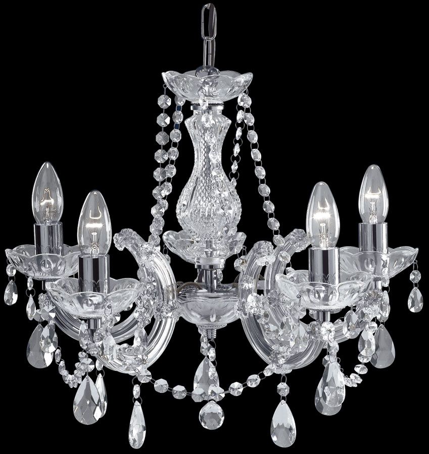 Marie Therese Chrome 5 Light Crystal Chandelier 399 5 In Clear Crystal Chandeliers (Photo 1 of 15)