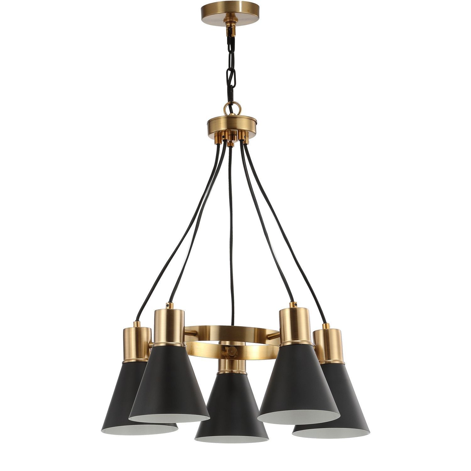 Markle 22" 5 Light Metal Led Pendant, Black/brass Gold With Regard To Brass And Black Led Island Pendant (View 2 of 15)