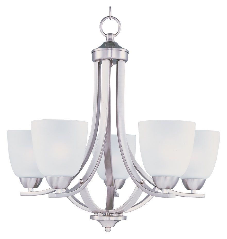 Maxim 11225ftsn Axis Medium Transitional 5 Lamp Satin With Regard To Satin Nickel Crystal Chandeliers (View 4 of 15)