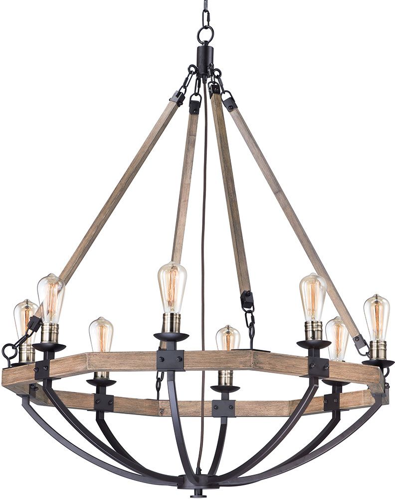 Maxim 20338wobz Lodge Contemporary Weathered Oak / Bronze With Regard To Weathered Oak Kitchen Island Light Chandeliers (View 5 of 15)