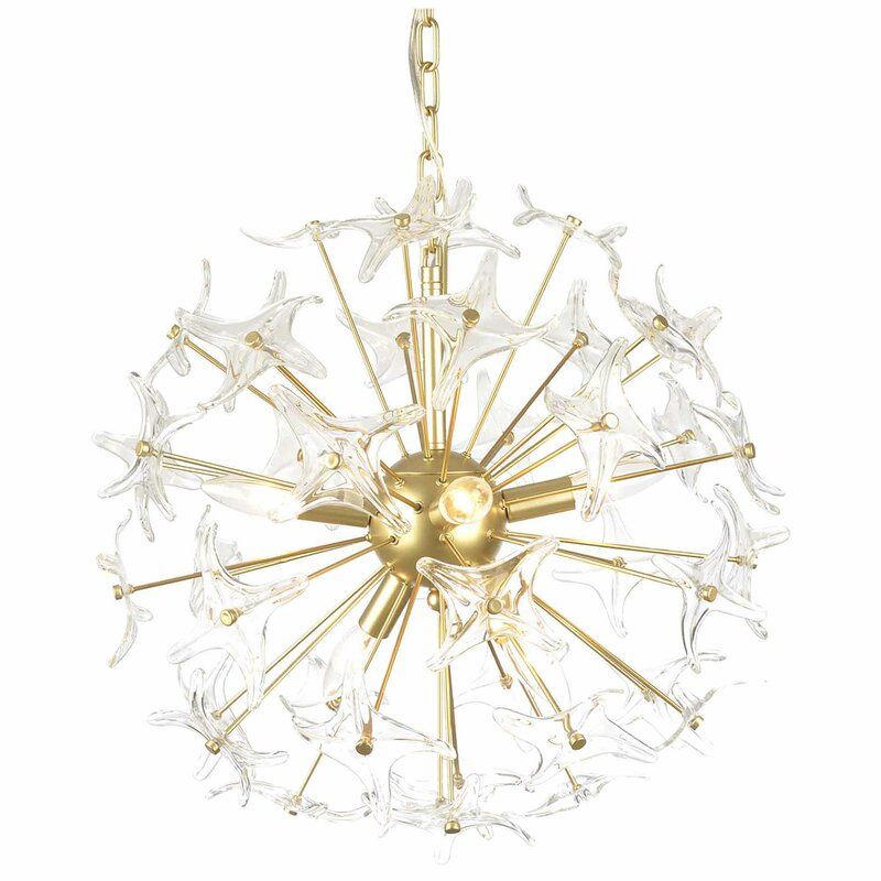 Mercer41 Yeomans 6 – Light Sputnik Sphere Chandelier With In Gold And Wood Sputnik Orb Chandeliers (View 7 of 15)