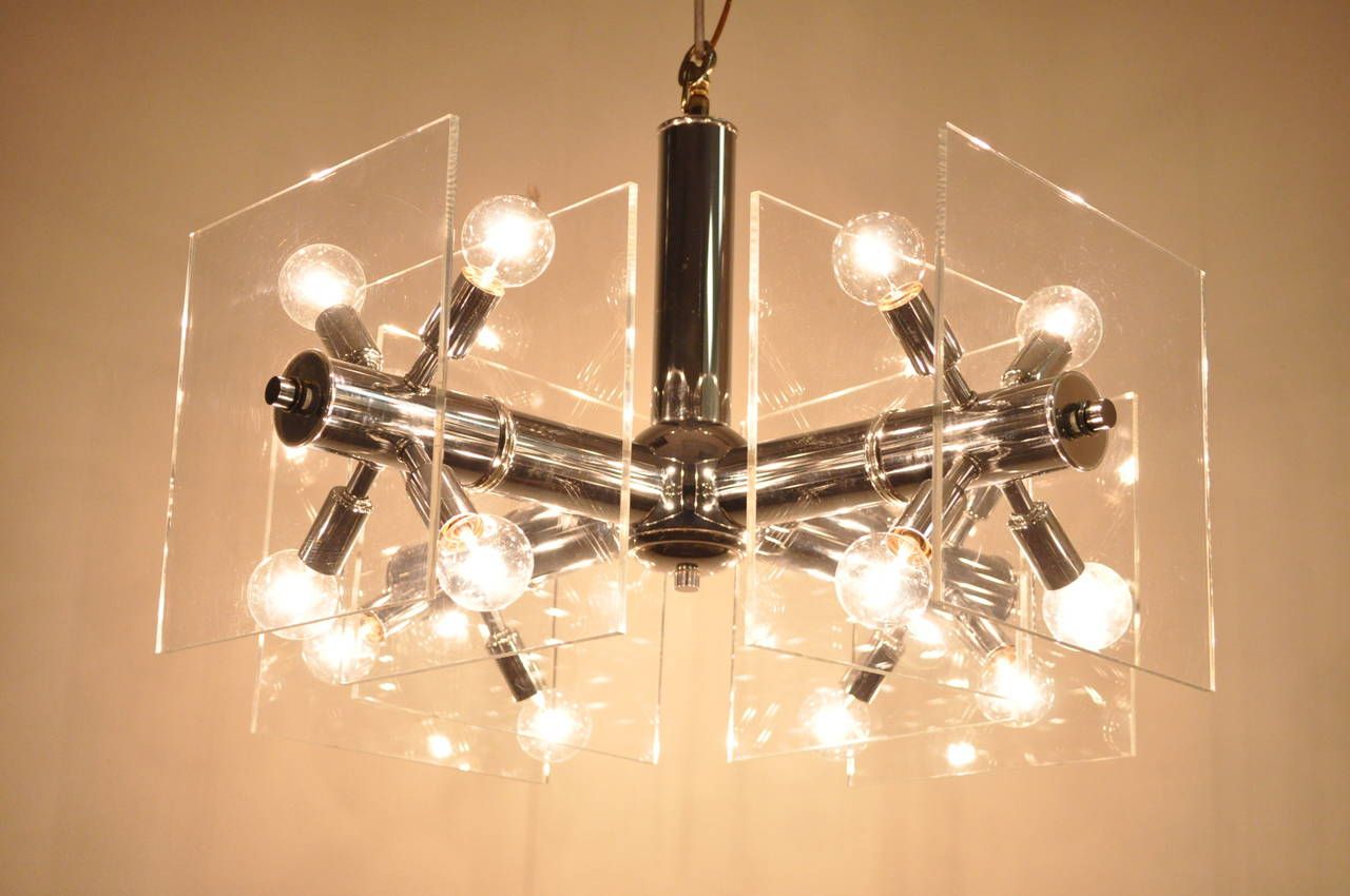 Mid Century Modern Chrome And Lucite Sputnik Orb For Glass And Chrome Modern Chandeliers (View 14 of 15)