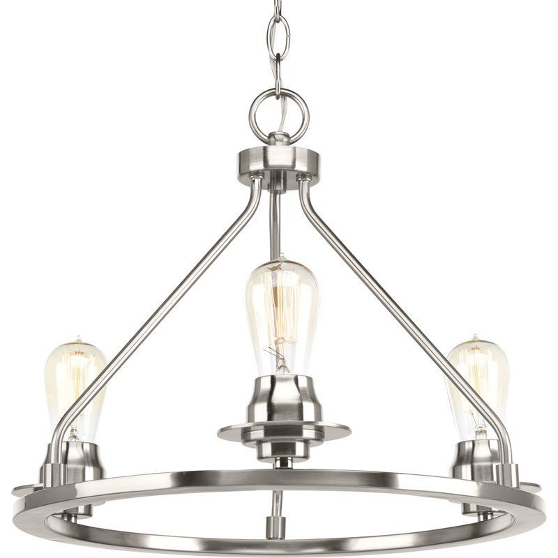 Miesha 3 – Light Unique / Statement Wagon Wheel Chandelier With Wood Ring Modern Wagon Wheel Chandeliers (View 8 of 15)