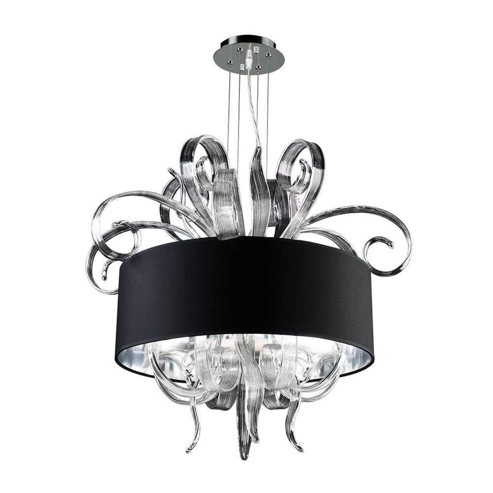 Modern Chandelier With Clear Glass In Polished Chrome Pertaining To Black Finish Modern Chandeliers (View 12 of 15)