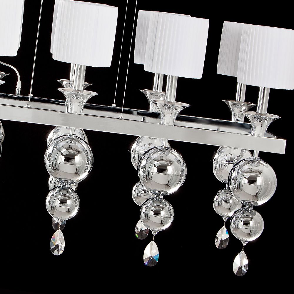 Modern Italian Rectangular Polished Chrome Chandelier With Glass And Chrome Modern Chandeliers (Photo 11 of 15)