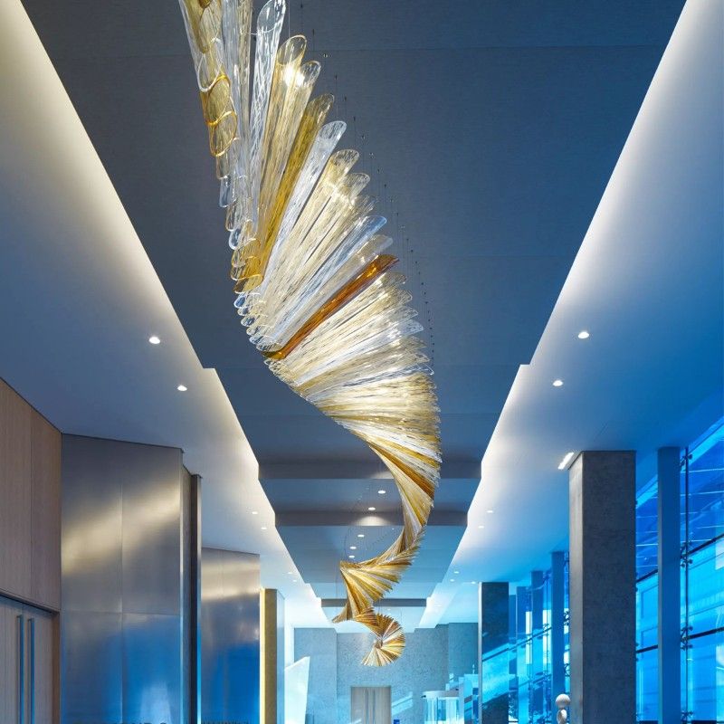 Modern Large Hotel Decorated Hand Blown Glass Chandelier Intended For Art Glass Chandeliers (Photo 15 of 15)